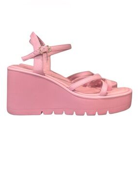 Madden Girl Pink Platform Sandals Size 8 Chunky Wedge Strappy